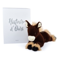 Peluche Cheval Alezan Allongé - 35 cm