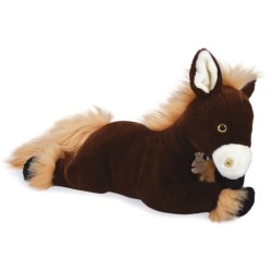 Peluche Cheval Alezan Allongé - 50 cm