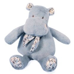 Peluche Hippopotame Bleu Doux Bandana - 22 cm