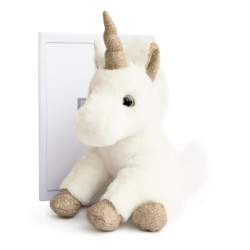 Peluche Licorne Assise Or - 23 cm