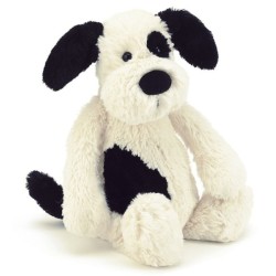 Peluche Chien Bashful Noir et Blanc Medium