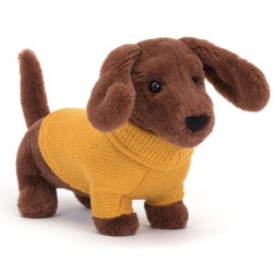 Peluche Chien Teckel Pull Jaune