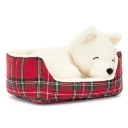 Peluche Chien Westie dans son panier Napping Nipper