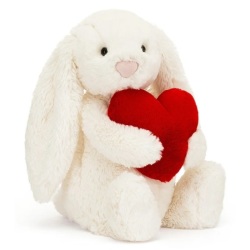 Peluche Lapin Blanc Bashful Coeur Rouge Medium
