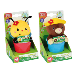 Lot de 2 Pots Jardinier avec Peluche Abeille et Taupe
