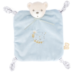 Doudou Ourson 4 Noeuds Bleu Perle