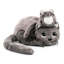 Peluche Chat Maman et Bebe Gris Miaou Ptipotos