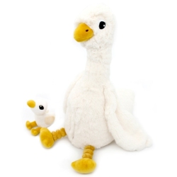 Peluche Oie Jébongou Maman et Bebe Blanc Ptipotos