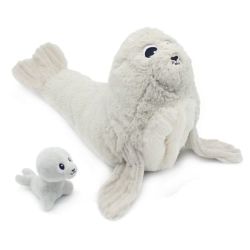 Peluche Otarie Ploufou Maman et Bebe Gris Ptipotos