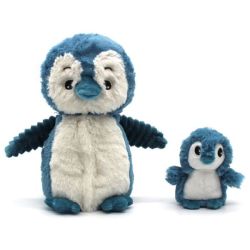 Peluche Pingouin Iglou Maman et Bebe Bleu Ptipotos