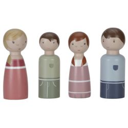 Set 4 Poupées en Bois Famille Rosa pour Maison de Poupée