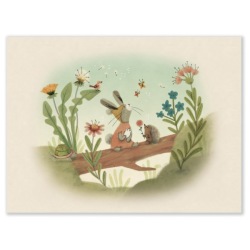 Affiche Balade sur la branche Trois Petits Lapins - 40 x 30 cm