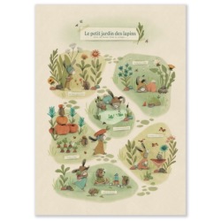 Affiche Le Petit Jardin Trois Petits Lapins - 50 x 70 cm