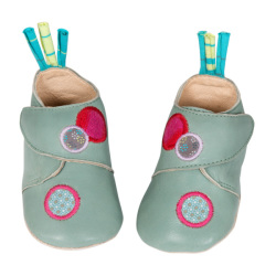 Chaussons en Cuir Céladon Les Jolis Pas Beaux - 0/6 mois