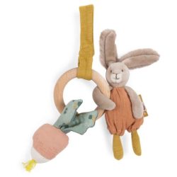 Hochet Anneau en Bois Lapin Argile Trois Petits Lapin