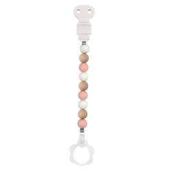 Attache Tétine Silicone Blanc Rose