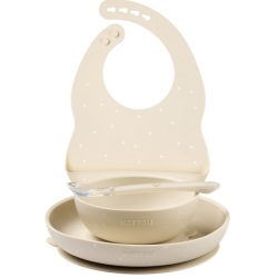 Coffret Repas 4 Pieces Silicone Beige