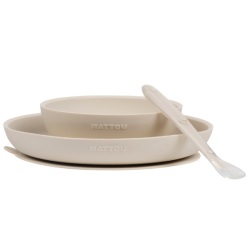 Coffret Repas 3 Pieces Silicone Beige