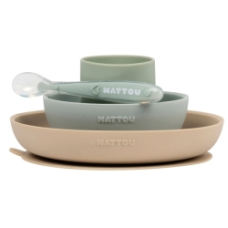 Coffret Repas 4 Pièces Silicone Sable Vert