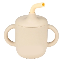 Gobelet avec Paille Silicone Sable Vanille