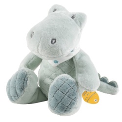 Peluche Mini Crocodile Roméo Vert Clair Hochet - 15 cm