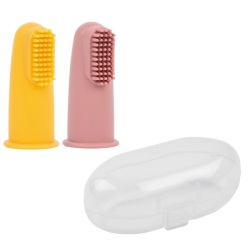 Set de 2 Brosses à Dents Rose et Ocre Silicone