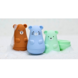 Set 3 jouets de Bain Silicone Bleu Vert Caramel