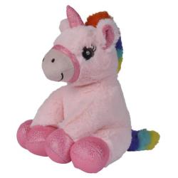 Peluche Licorne Assis Rose - 23 cm