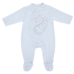 Pyjama Ane Paco Velours Ciel - 3 Mois