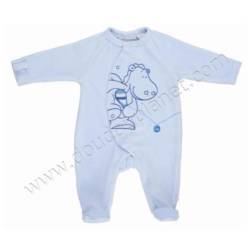 Pyjama Velours  Bleu Ciel Victor - 6 mois