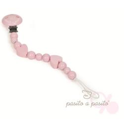 Attache Tétine Coeur Rose