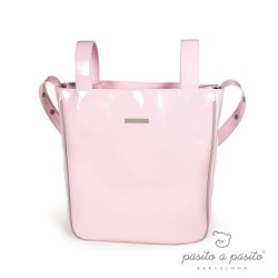 Sac à Langer Simili-cuir Tweed Baby Vernis Rose