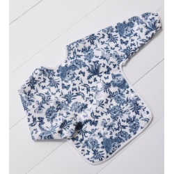 Bavoir Manches Longues Toile Enduite Toile De Jouy Bleu