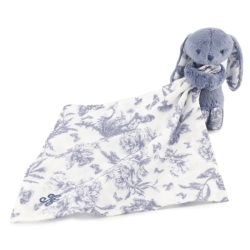 Doudou Lapin Augustin Bleu Toile de Jouy