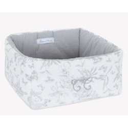 Panier de Rangement Toile de Jouy Gris