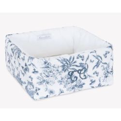Panier de Rangement Toile de Jouy Marine