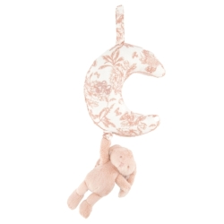 Peluche Musicale Lapin Augustin Rose Toile de Jouy