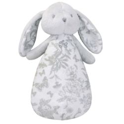 Peluche Veilleuse Musicale Lapin Gris Toile de Jouy