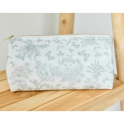 Trousse de Toilette Toile Enduite Toile de Jouy Gris