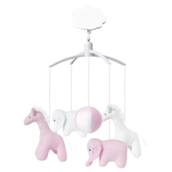 Mobile Musical Girafe et Eléphant Rose et Blanc