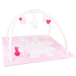 Tapis Eveil Musical Carré Ange Lapin Rose 90 cm
