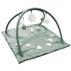 Tapis Eveil Musical en lin Celadon Mouton et Lapin