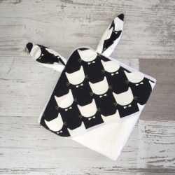Cape de Bain Chat Noir et Blanc