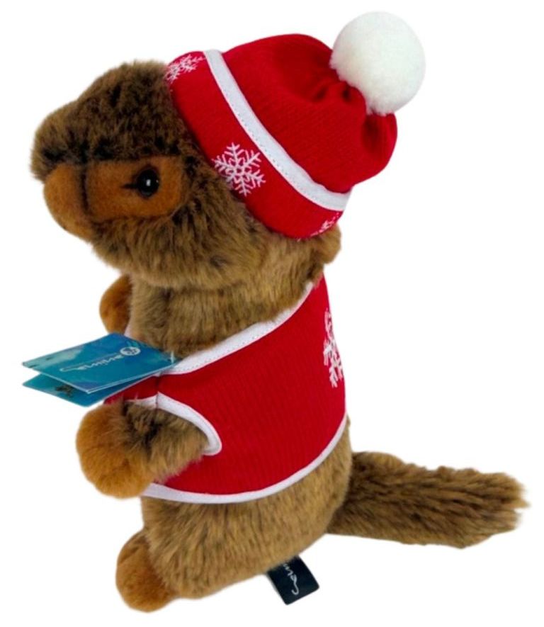 Peluche Marmotte Gilet Rouge - 25 cm Peluche Marmotte Gilet Rouge - 25 cm