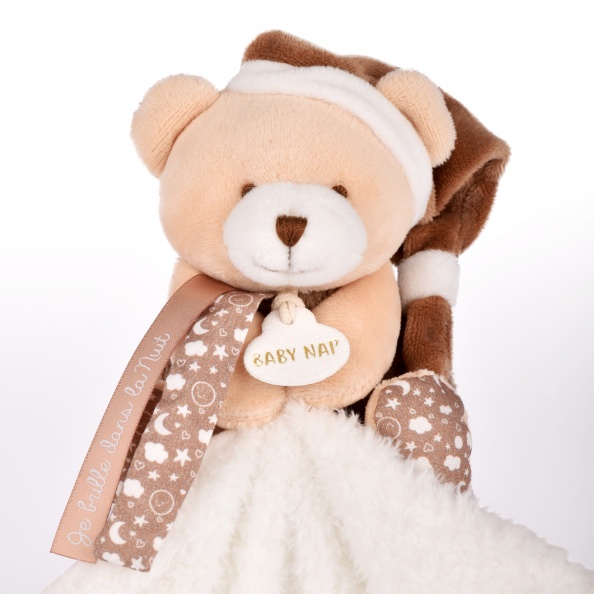 Doudou Ours avec mouchoir Marron Phosphorescent Doudou Ours avec mouchoir Marron Phosphorescent