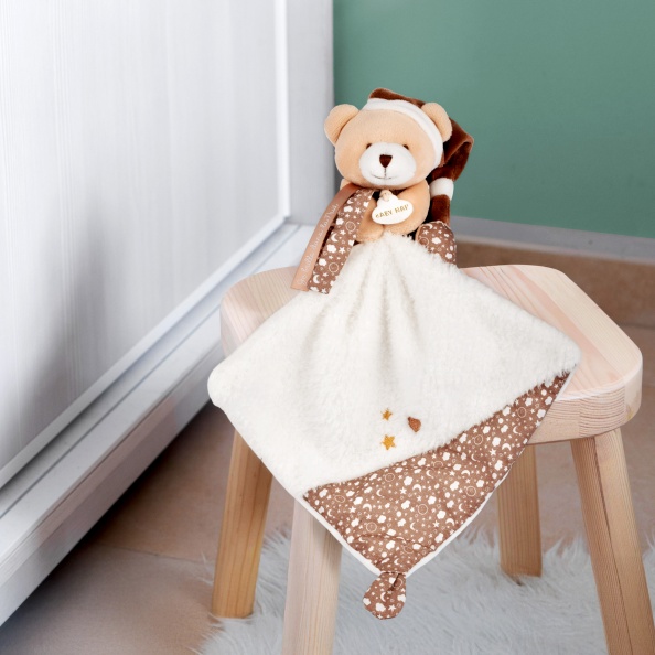 Doudou Ours avec mouchoir Marron Phosphorescent Doudou Ours avec mouchoir Marron Phosphorescent