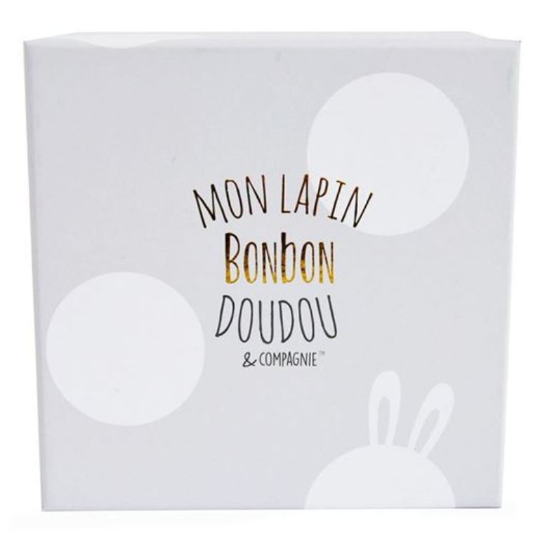 Doudou et compagnie - Lapin bonbon doudou mouchoir taupe blanc