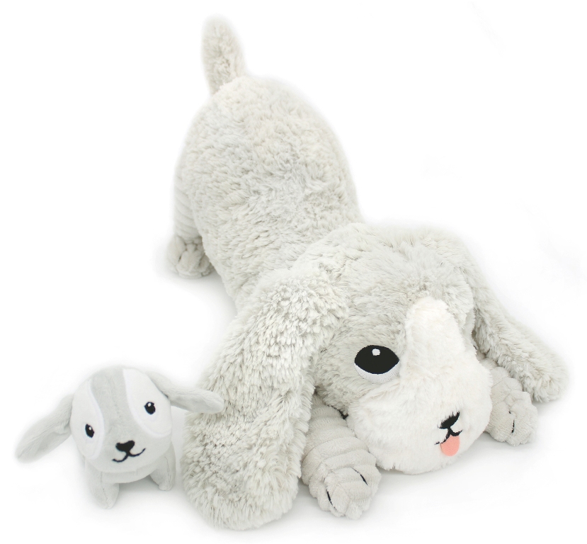 Peluche Chien Toutou Maman et Bebe Gris Ptipotos