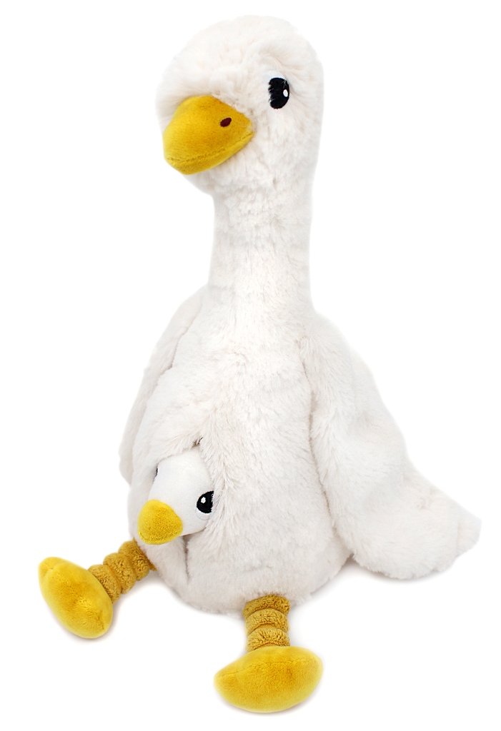 Peluche Oie Jébongou Maman et Bebe Blanc Ptipotos