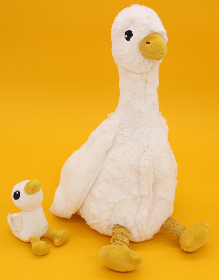 Peluche Oie Jébongou Maman et Bebe Blanc Ptipotos